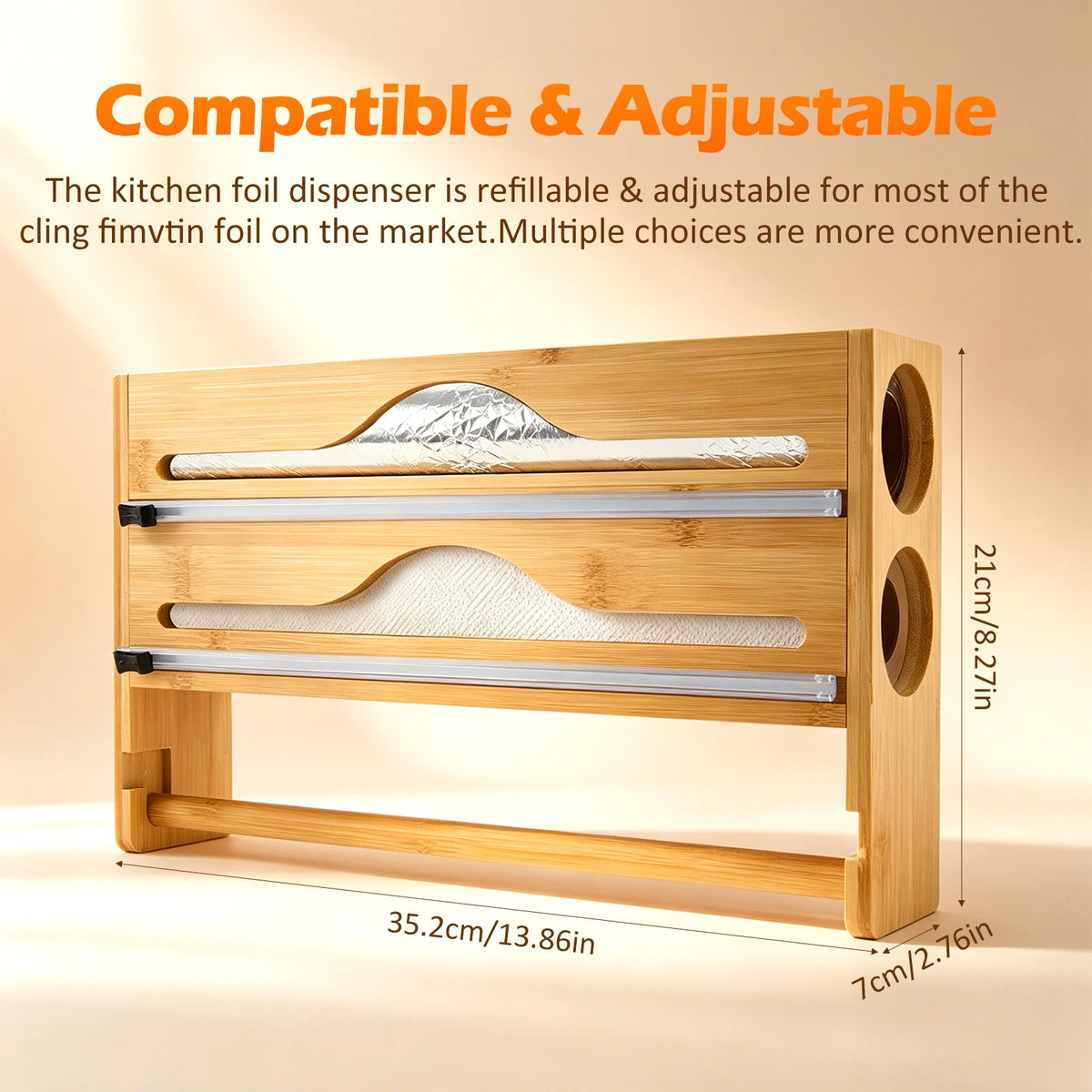 Distributeur de film alimentaire en bois au format compact